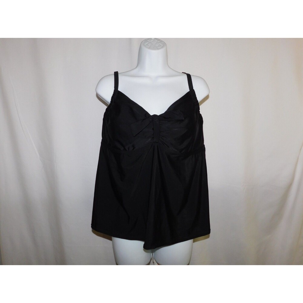 SwimsuitsForAll Tankini Women's Swim Top Black Swimwear Size 22 ~New~